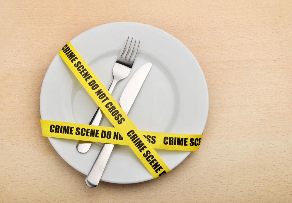 a plate with crime scene do not cross tape over it