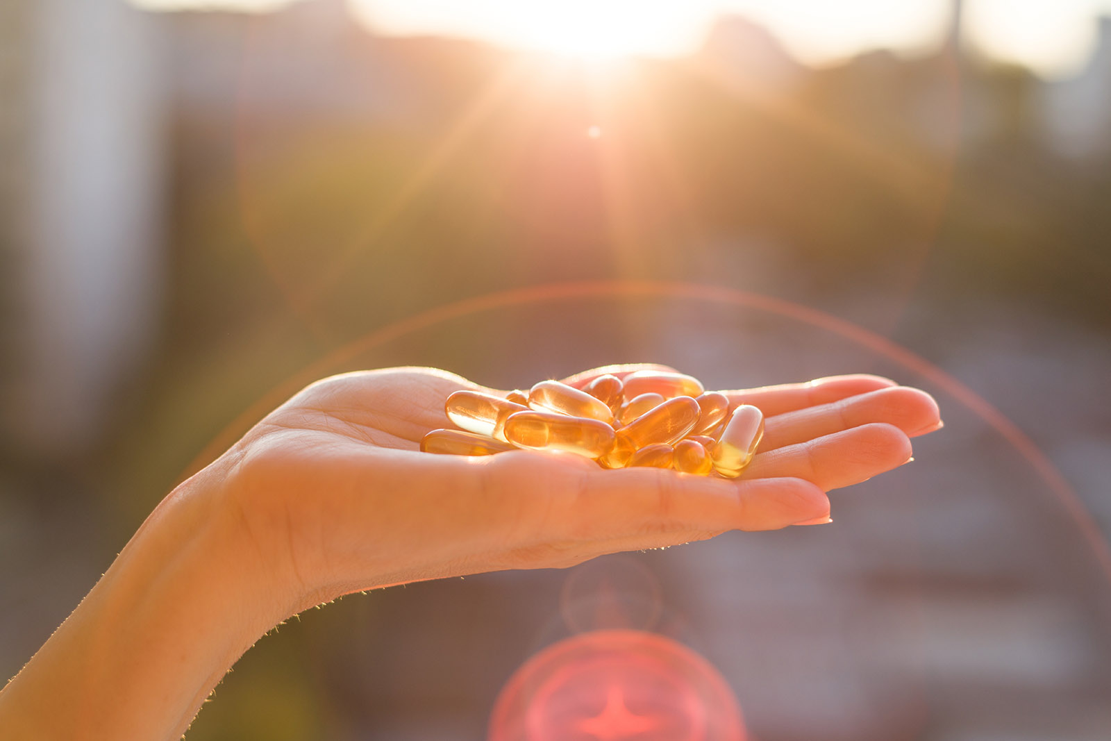 omega3 supplement pills in the sun